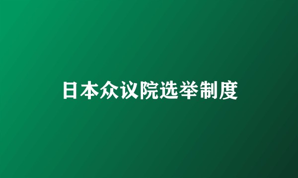 日本众议院选举制度