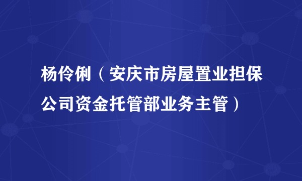 杨伶俐（安庆市房屋置业担保公司资金托管部业务主管）
