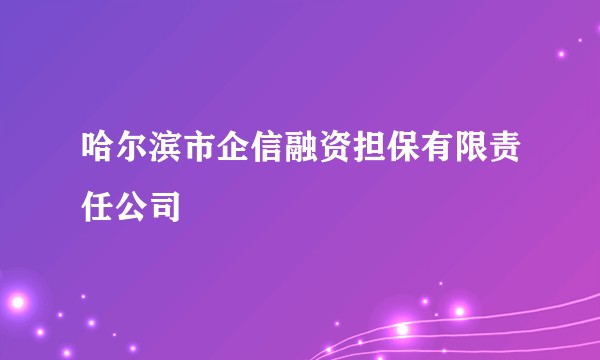 哈尔滨市企信融资担保有限责任公司
