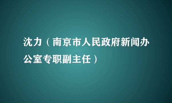 沈力（南京市人民政府新闻办公室专职副主任）
