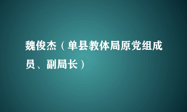 魏俊杰（单县教体局原党组成员、副局长）