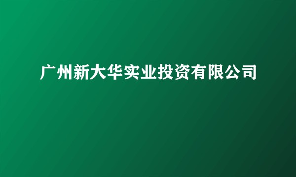 广州新大华实业投资有限公司