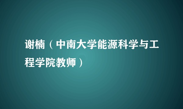 谢楠（中南大学能源科学与工程学院教师）
