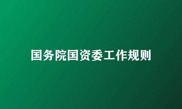 国务院国资委工作规则