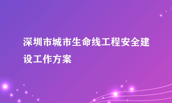 深圳市城市生命线工程安全建设工作方案