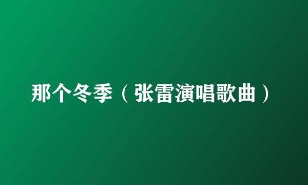 那个冬季（张雷演唱歌曲）