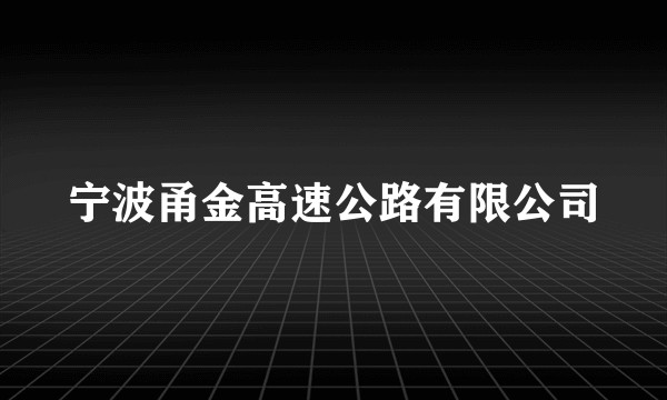 宁波甬金高速公路有限公司