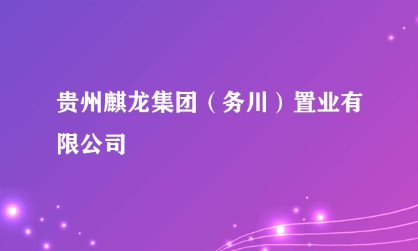 贵州麒龙集团（务川）置业有限公司