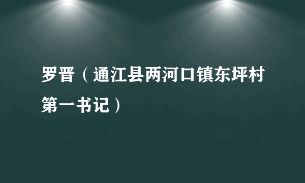 罗晋（通江县两河口镇东坪村第一书记）