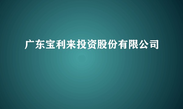 广东宝利来投资股份有限公司