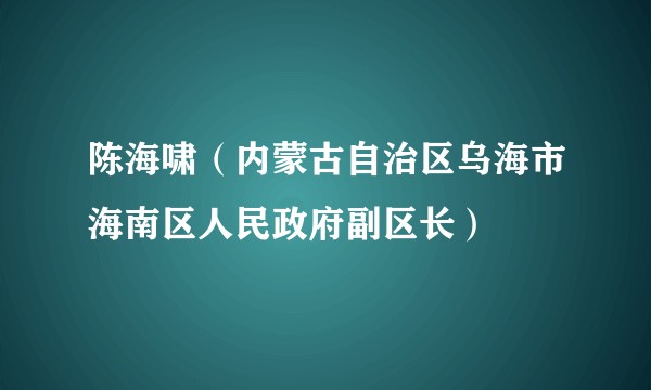 陈海啸（内蒙古自治区乌海市海南区人民政府副区长）