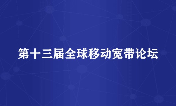 第十三届全球移动宽带论坛