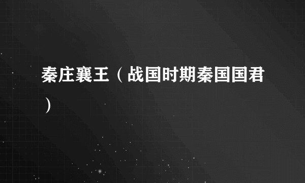 秦庄襄王（战国时期秦国国君）