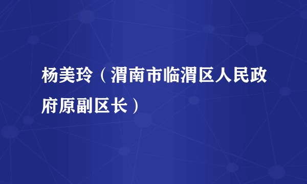 杨美玲（渭南市临渭区人民政府原副区长）