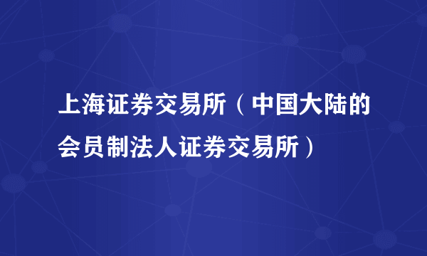 上海证券交易所（中国大陆的会员制法人证券交易所）