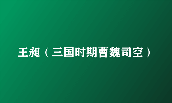 王昶（三国时期曹魏司空）