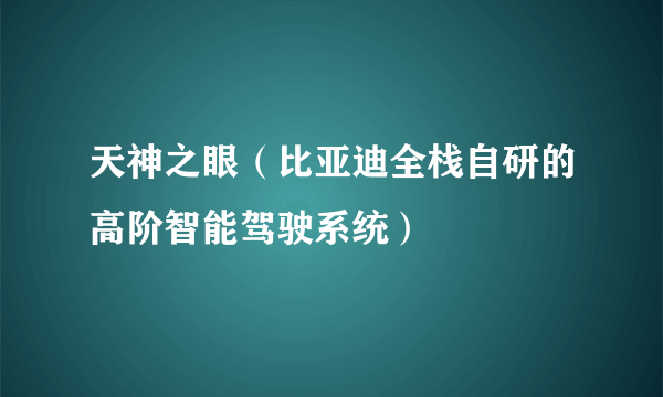 天神之眼（比亚迪全栈自研的高阶智能驾驶系统）