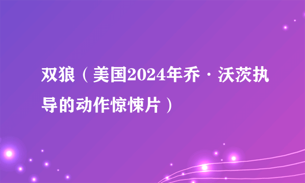 双狼（美国2024年乔·沃茨执导的动作惊悚片）
