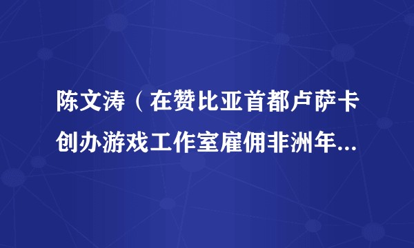 陈文涛（在赞比亚首都卢萨卡创办游戏工作室雇佣非洲年轻人进行游戏代练的男子）