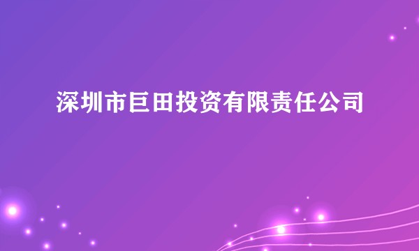 深圳市巨田投资有限责任公司