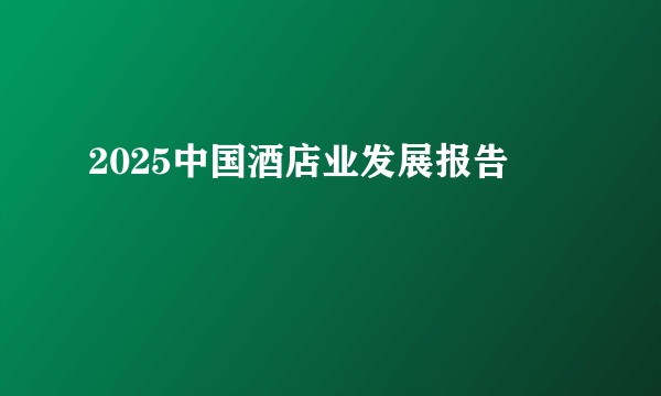 2025中国酒店业发展报告