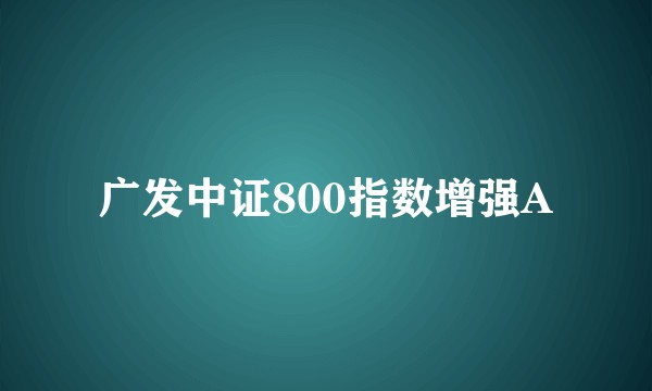 广发中证800指数增强A