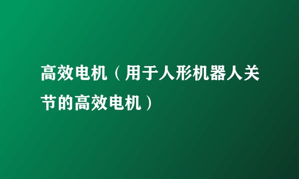 高效电机（用于人形机器人关节的高效电机）
