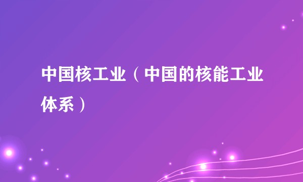 中国核工业（中国的核能工业体系）