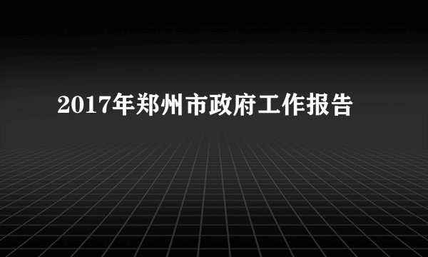 2017年郑州市政府工作报告