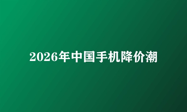 2026年中国手机降价潮
