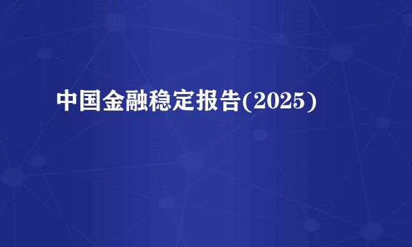 中国金融稳定报告(2025)