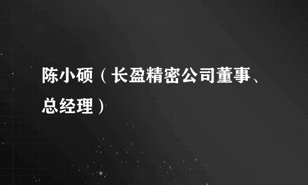 陈小硕（长盈精密公司董事、总经理）