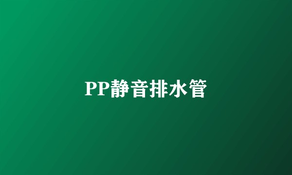 PP静音排水管