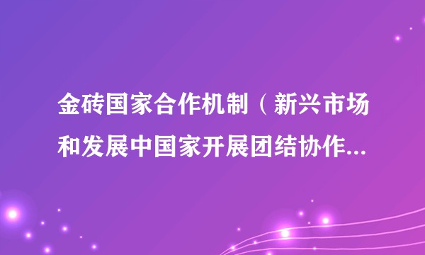 金砖国家合作机制（新兴市场和发展中国家开展团结协作的核心平台）