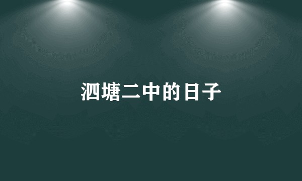 泗塘二中的日子