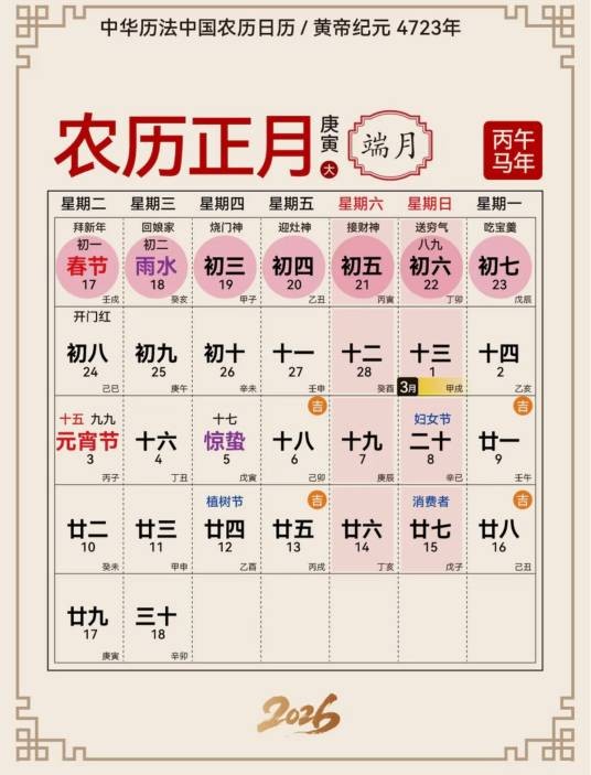 2026年农历日历