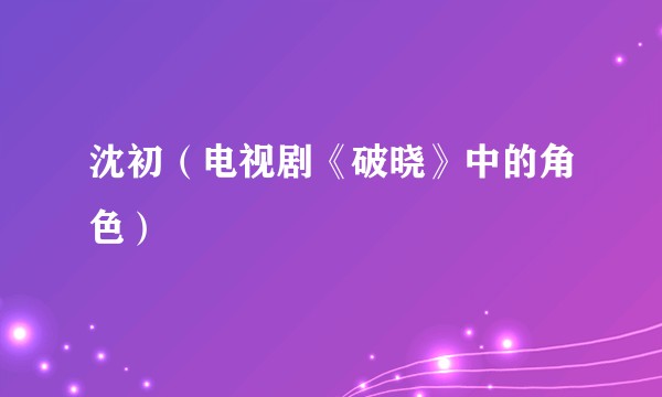 沈初（电视剧《破晓》中的角色）