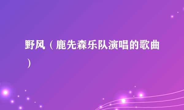 野风（鹿先森乐队演唱的歌曲）