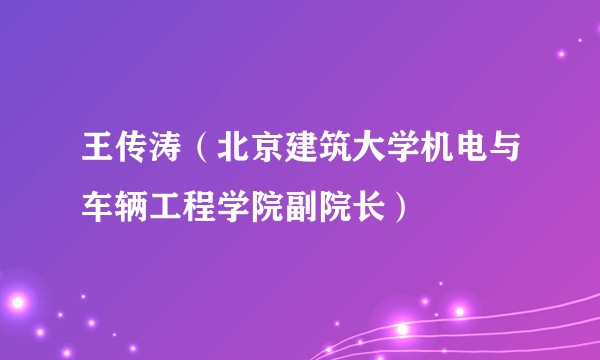 王传涛（北京建筑大学机电与车辆工程学院副院长）