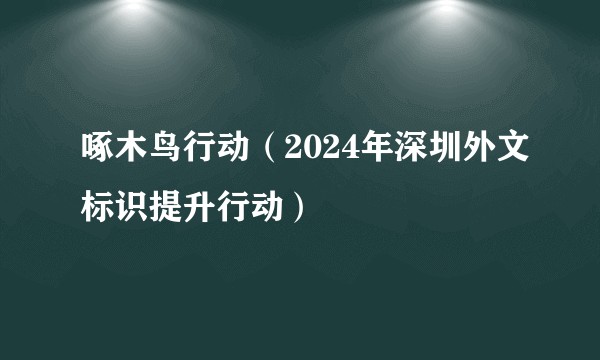 啄木鸟行动（2024年深圳外文标识提升行动）