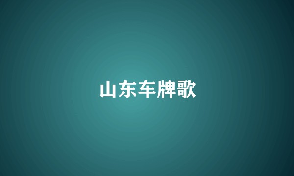 山东车牌歌
