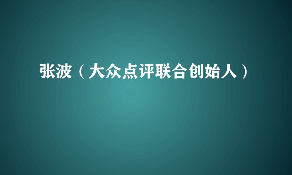 张波（大众点评联合创始人）