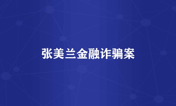 张美兰金融诈骗案