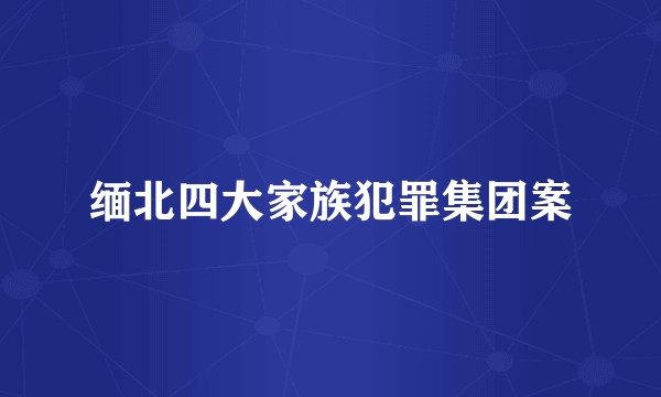 缅北四大家族犯罪集团案