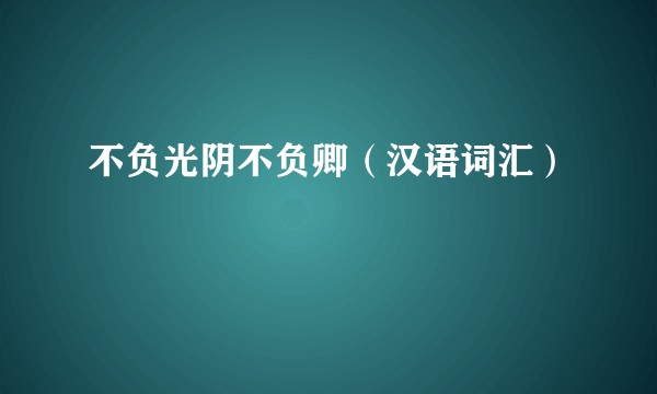 不负光阴不负卿（汉语词汇）