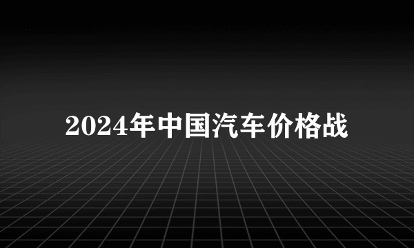 2024年中国汽车价格战