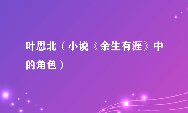 叶思北（小说《余生有涯》中的角色）