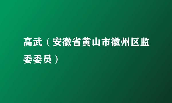 高武（安徽省黄山市徽州区监委委员）