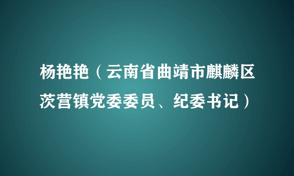 杨艳艳（云南省曲靖市麒麟区茨营镇党委委员、纪委书记）