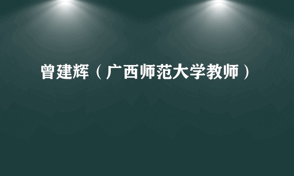 曾建辉（广西师范大学教师）